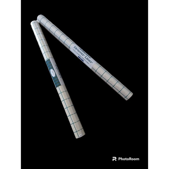 Lot of 2 Adhesive Shelf Drawer Liners Grid Bright Star 17”x 14” New Green Beige - Picture 1 of 2